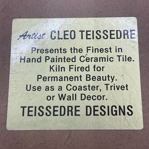 Cleo Teissedre Hand Painted Ceramic Art Tile Coaster Trivet Wall Decor - Picture 7 of 7
